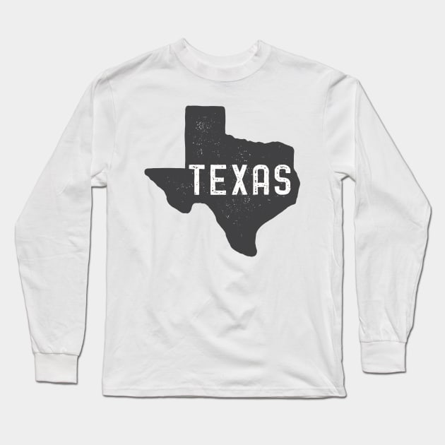 Texas Map Long Sleeve T-Shirt by DogfordStudios